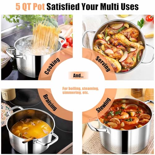 5 Quarts Stock Pot with Lid