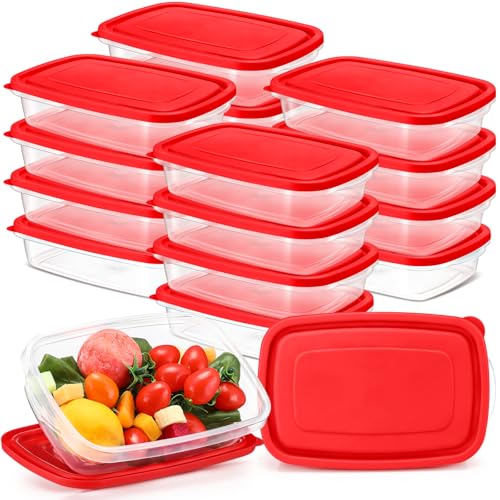 18 Pcs 33 oz Plastic Food Storage Containers with Lids (18 Count)