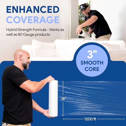 18" Plastic Stretch Film Wrap 1200 feet 500% Stretch Ability (1200 Foot)