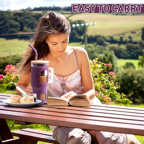 Glass Tumbler with Straw & Lid