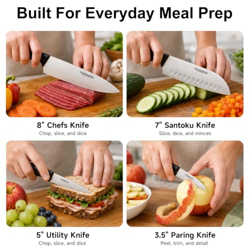 15 Piece Kitchen Knife Set with Block & Built