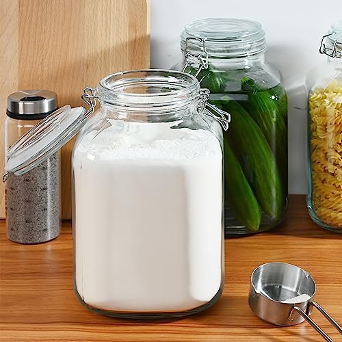 106oz Square Glass Jars with Airtight Lid (2 Count)