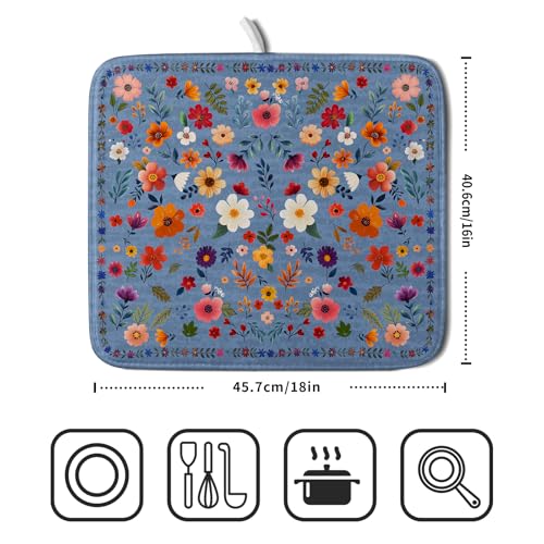 Lovely Flowers Dish Drying Mat