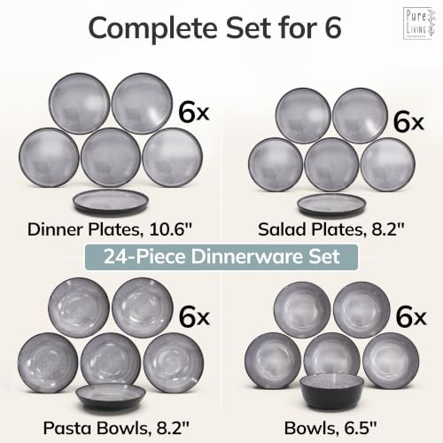 24 Piece Stoneware Dinnerware Set for 6 (24 Count)