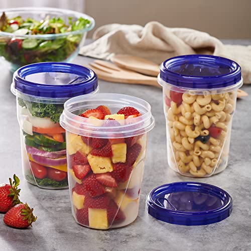 6 Pack Twist Cap Food Storage Containers with Blue Screw on Lid