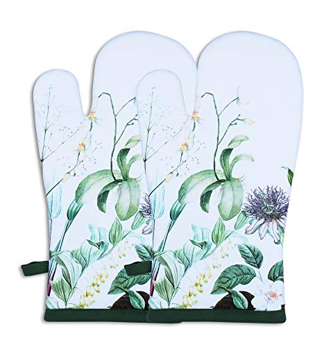 Oven Mitts Set of 1 Quilted Liner with Hanging Loop Non Slip (2 Count)