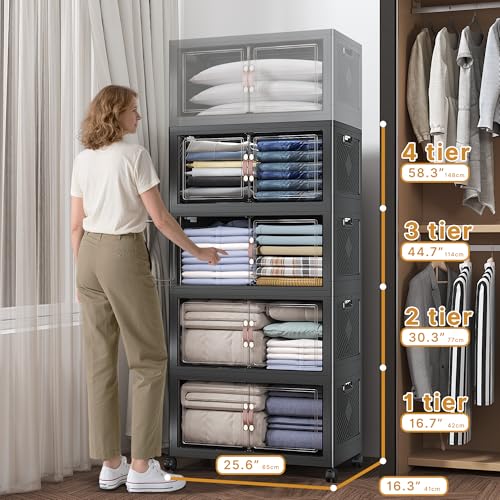 480QT Stackable Storage Bins with Lids (4 Count)