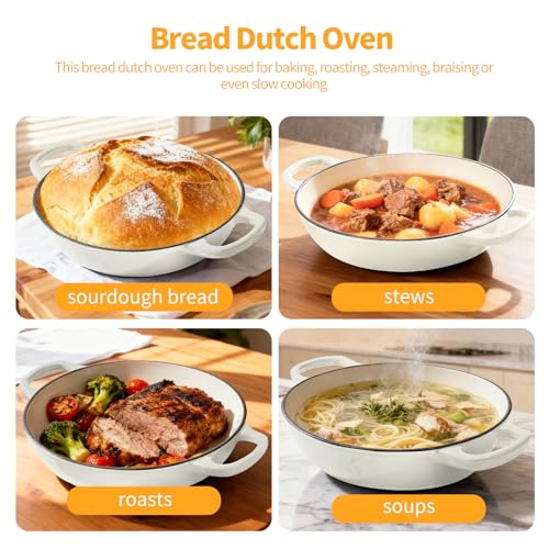6QT Enameled Cast Iron Dutch Oven For Sourdough Bread Baking