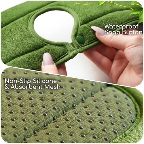 Original SINKMAT 15in Faucet Splash Guard Extra Long Microfiber Sink Drip Catcher Mat Non Slip Countertop Protector Drying Pad Kitchen Bathroom RV Machine Washable [Moss Green]