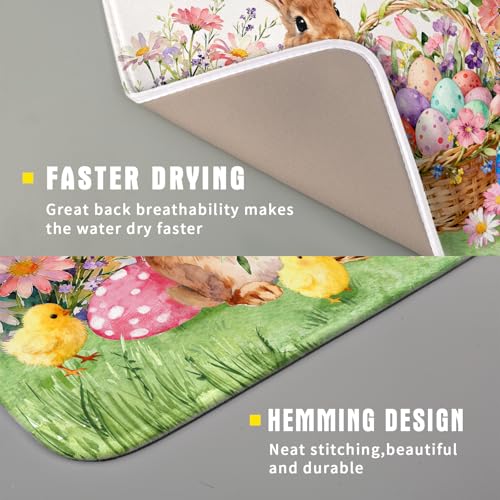 Spring Easter Dish Drying Mat for Kitchen Counter Colorful Egg Holiday Decoration Cloth Dish Mats Small