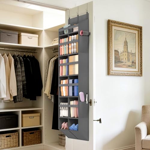 1 Pack Over the Door Organizer 12 Section Hanging Storage Dark Gray