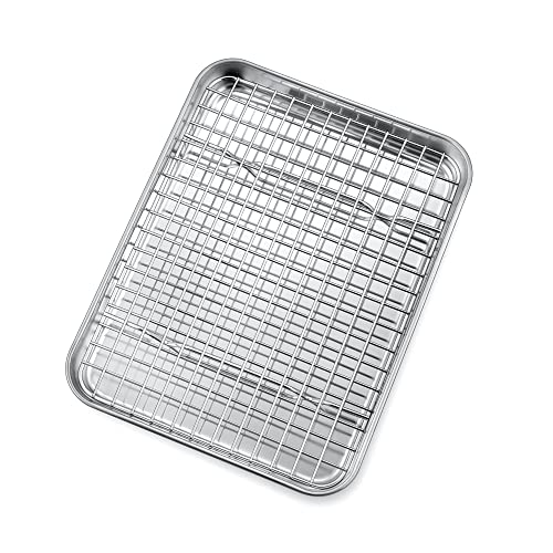 10.4 Inch Toaster Oven Pan Tray with Wire Rack