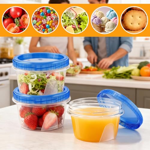 6 Pack Freezer Containers with Screw On Lids 16 Oz (6 Count)