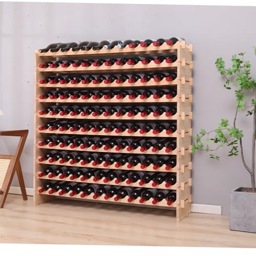 Freestanding Wine Rack Cabinet Floor Standing 120 Bottle Pine Stackable Storage Modular Wine Rack Display Stand (120 Count)