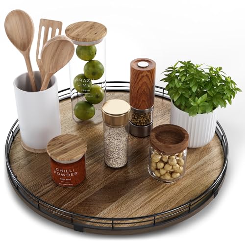 Acacia Wood 16" Lazy Susan Turntable Organizer for Table Top