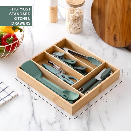 Bamboo Kitchen Utensil Set with Drawer Organizer