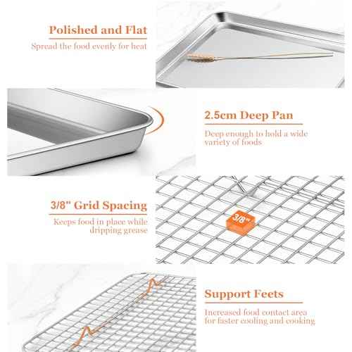 16"+12.5"+9" Baking Sheet with Wire Rack (6 Count)