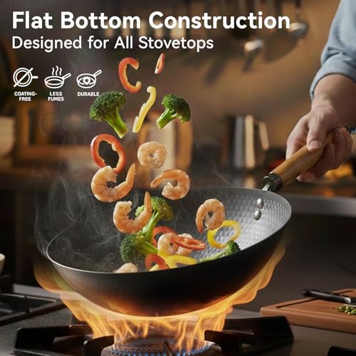 Carbon Steel Wok Pan with Lid