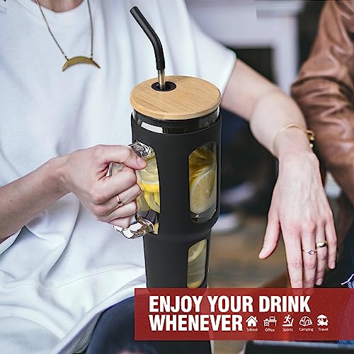 Glass Tumbler with Lid and Straw