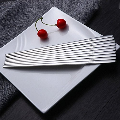 5 Pairs Silver Flat Chopsticks