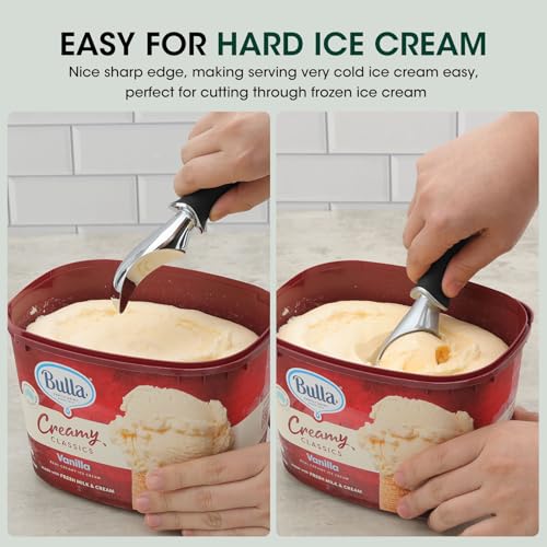 Premium Heavy Duty Ice Cream Scoop with Ergonomic Grip Handle