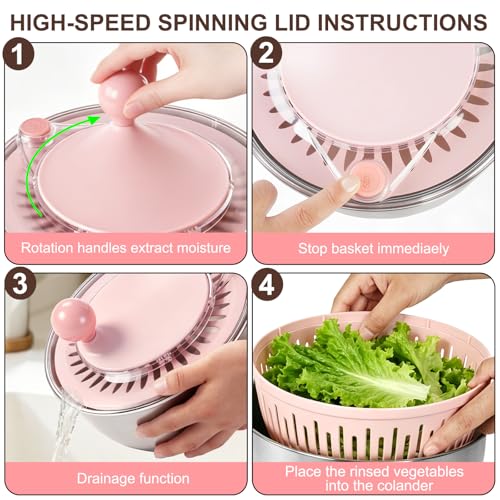 Stainless Steel Salad Spinner Large with 5 Blades Slicer
