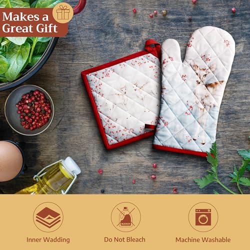 100% Cotton Oven Mitt & Pot Holder Set