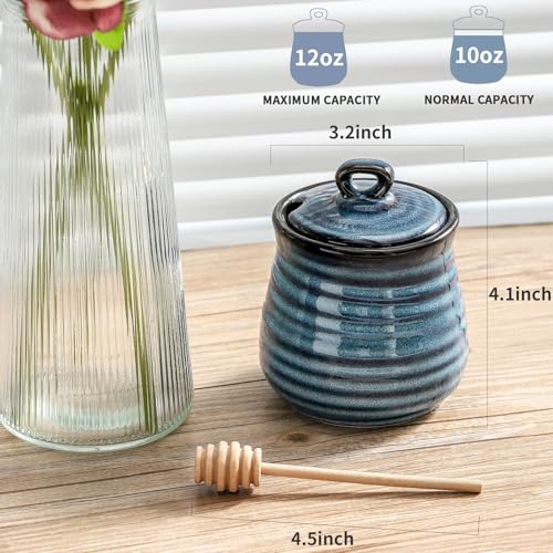 Ceramic 12 Ounce Honey Jar and Dipper Set