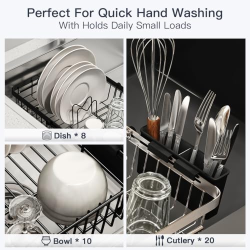 Expandable Dish Drying Rack Over The Sink with Anti Slip Grip