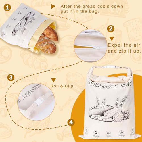 2 Pack Reusable Beeswax Bread Bags for Sourdough & Homemade Bread (2 Count)