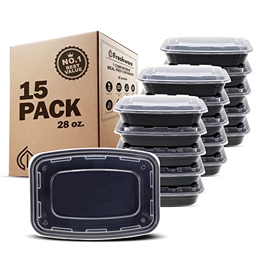 Meal Prep Containers [15 Pack] 1 Compartment Food Storage Containers with Lids (15 Count)