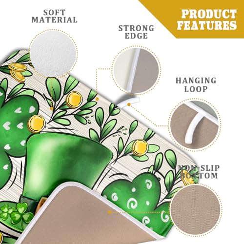 St Patrick's Day Shamrock Dish Drying Mat 16x18 inch Eucalyptus Leaves Dishes Pad Dish Drainer Mats Absorbent Fast Dry Kitchen Accessories