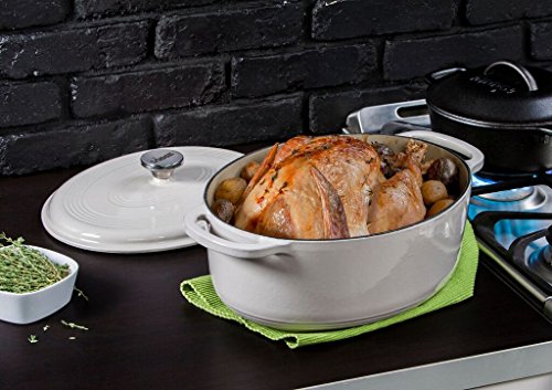 Enameled Cast Iron Oval Dutch Oven with Lid