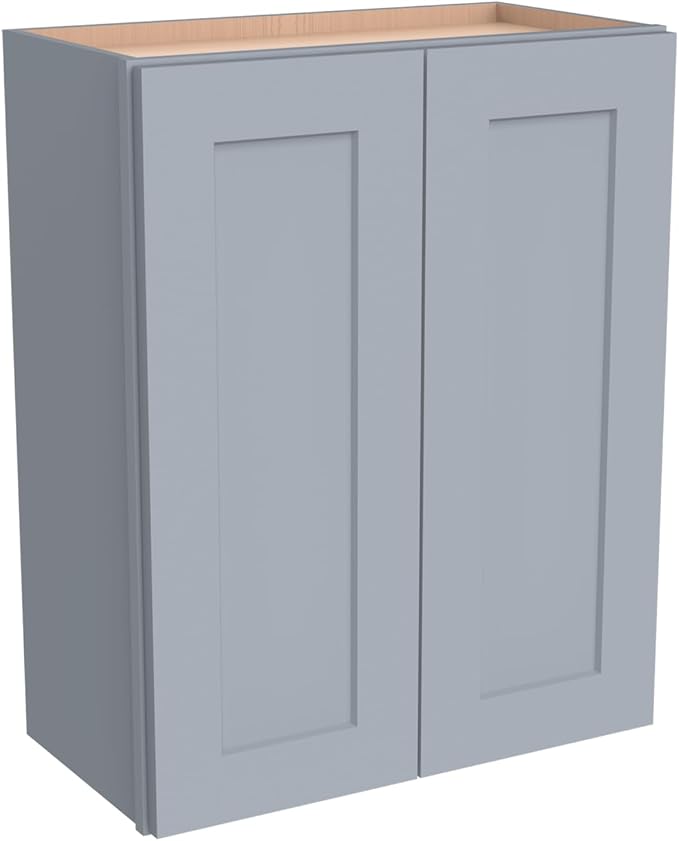 Wall-Mounted Cabinet – Solid Wood Shaker Style Medicine Cabinet with Adjustable Shelves & Soft-Close Doors for Bathroom, Kitchen, and Office Storage (Grey, 36" W x 12" D x 36" H)