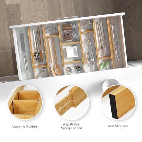 Adjustable Bamboo Drawer Dividers with Inserts