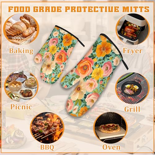 Vintage Pink Poppy Oven Mitts and Pot Holders (4 Count)