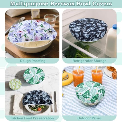 5Pcs Reusable Beeswax Elastic Bowl Covers for Bread Proofing and Food Cover (5 Count)