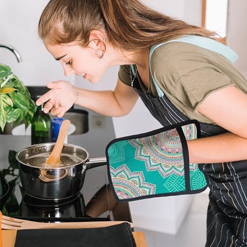 Turquoise Abstract Mandala Floral Pot Holders for Kitchen