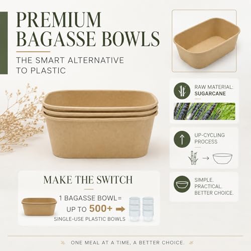 50 Pack 32 OZ Large Paper Bowls with Lids (50 Count)