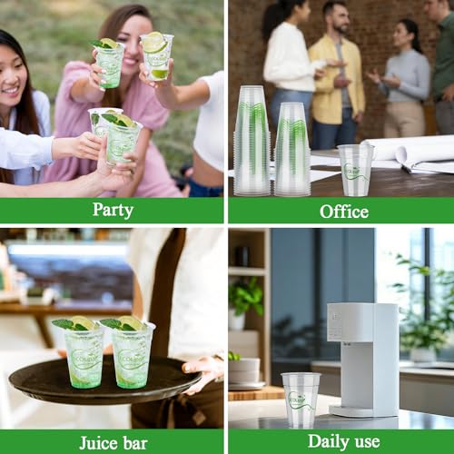 1000 Count 9 OZ Clear Compostable Plastic Cups for Restaurant