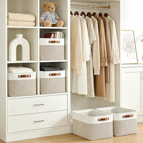 Storage Bins Large Fabric Storage Baskets for Shelves 3 Pack (3 Count)