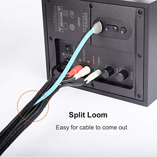 6.6ft - 4/5 inch Cable Sleeve, Cord Wrap Wire Protector Tubing for Pets, PC Cable Wrap, Computer Cable Management Sleeve - Black (6.6 Foot)