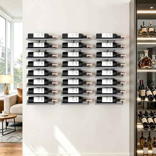 3 Set 8 Tier Wall Mount Wine Rack (24 Count)