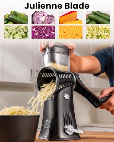 Rotary Cheese Grater Manual Hand Crank 5 Blade Shredder