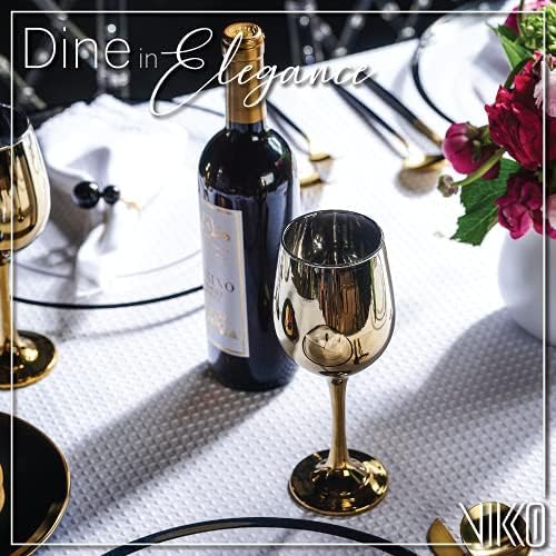 Vikko Décor Wine Glasses, 14 Oz Fancy Wine Glass With Stem For Red And White Wine, Thick And Durable Wine Glass, Dishwasher Safe, Great For Wine Tasting, Set Of 12