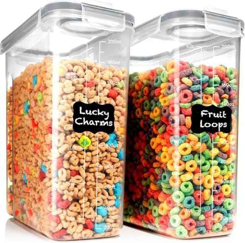 2 Pack (6.3L / 213OZ) EXTRA Large Airtight Food Storage Cereal Containers for Bulk Food Storage BPA-Free Plastic Container, Pantry Organization and Canister for Rice, Pasta, Sugar & Flour (2 Count)