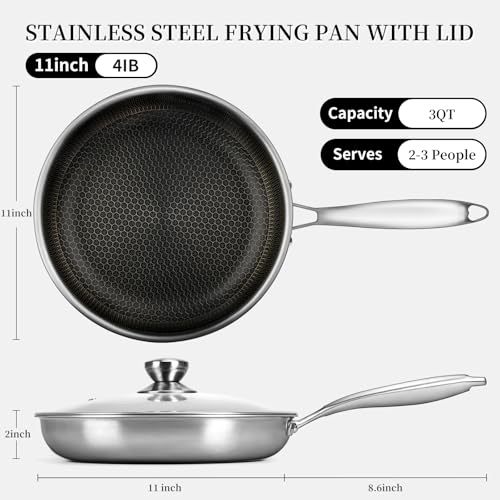 11" Stainless Steel Frying Pan with Lid