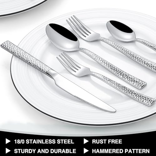 Hammered Silverware Set (40 Count)