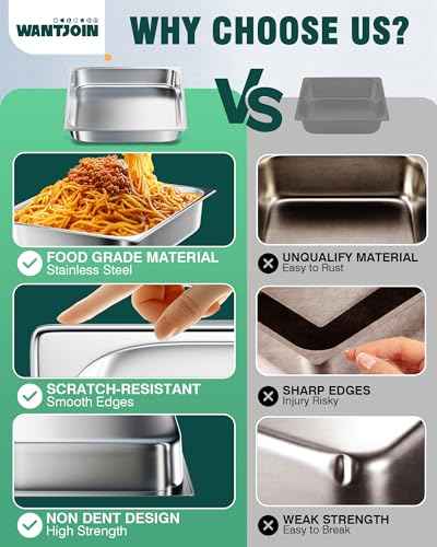 Stainless Steel Steam Table Hotel Pans Set 1 (6 Count)