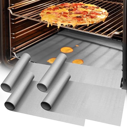 4 Pack Thickened Silver Oven Liners for Bottom of Oven BPA & PFOA Free